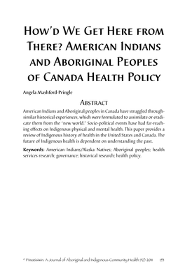 American Indians and Aboriginal Peoples of Canada Health Policy