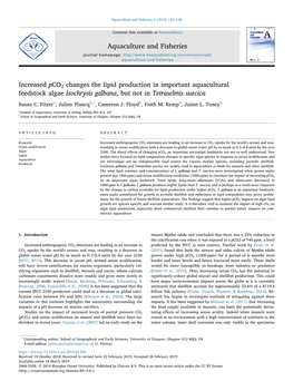 Increased Pco2 Changes the Lipid Production in Important Aquacultural Feedstock Algae Isochrysis Galbana, but Not in Tetraselmis Suecica