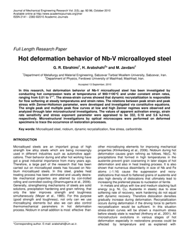 Hot Deformation Behavior of Nb-V Microalloyed Steel