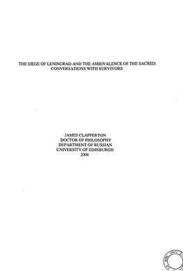 The Siege of Leningrad and the Ambivalence of the Sacred: Conversations with Survivors