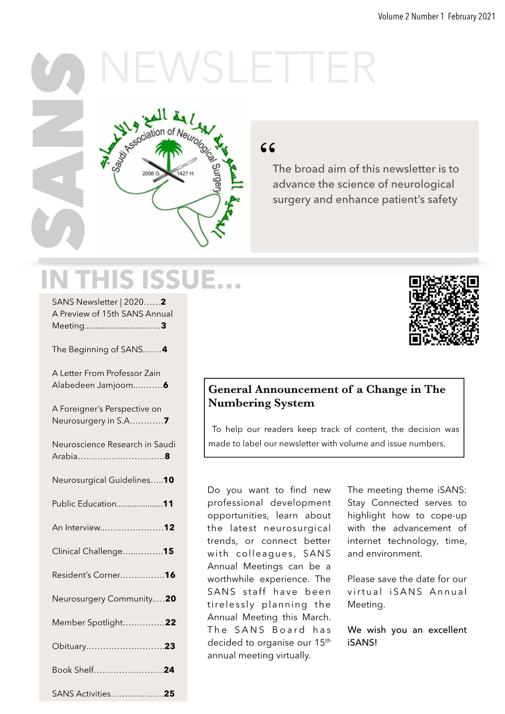 SANS Newsletter | Vol.2 No.1 Feb2021