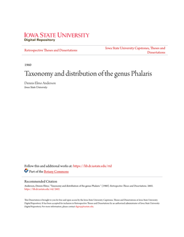 Taxonomy and Distribution of the Genus Phalaris Dennis Elmo Anderson Iowa State University