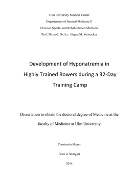 Development of Hyponatremia in Highly Trained Rowers During a 32-Day Training Camp