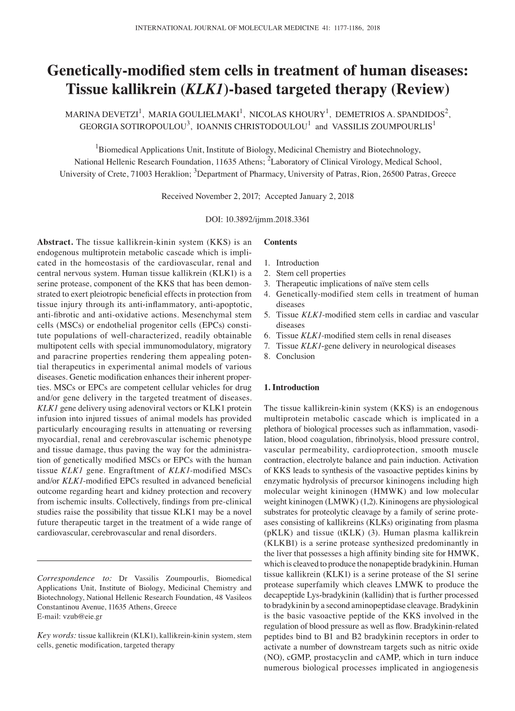 Genetically‑Modified Stem Cells In Treatment Of Human Diseases: Tissue ...