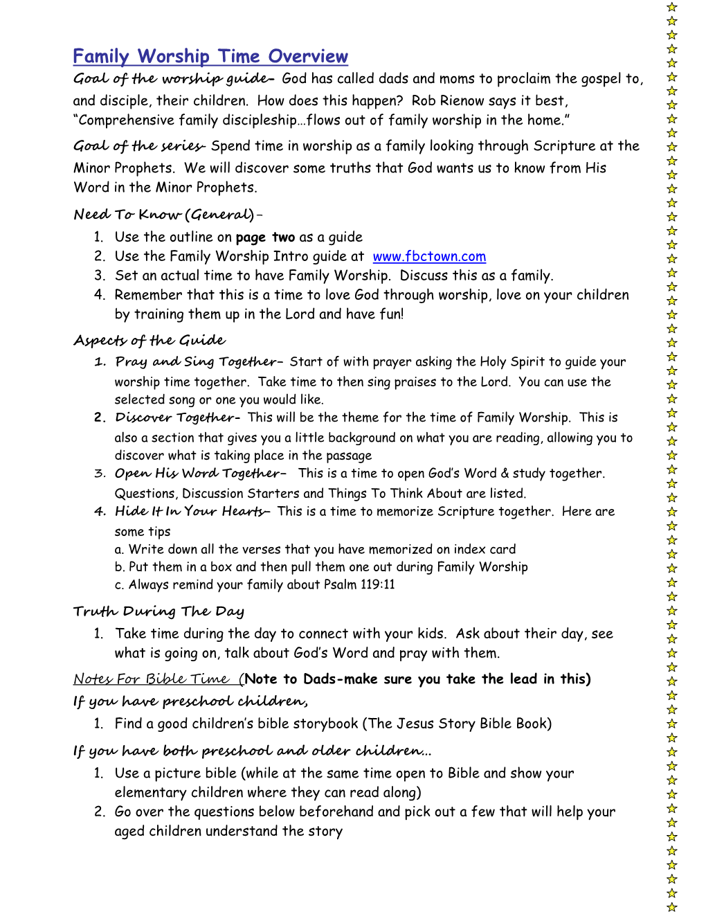 Family Worship Time Guide- Zephaniah