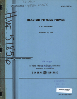 Reactor Physics Primer