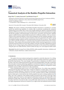 Numerical Analysis of the Rudder–Propeller Interaction