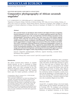 Comparative Phylogeography of African Savannah Ungulates1