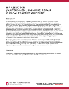Hip Abductor (Gluteus Medius/Minimus) Repair Clinical Practice Guideline