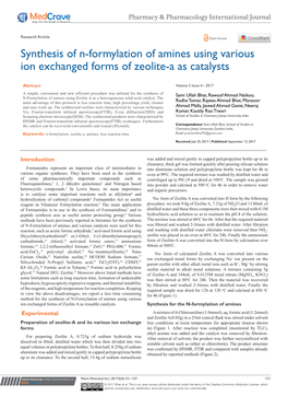 Synthesis of N-Formylation of Amines Using Various Ion Exchanged Forms of Zeolite-A As Catalysts
