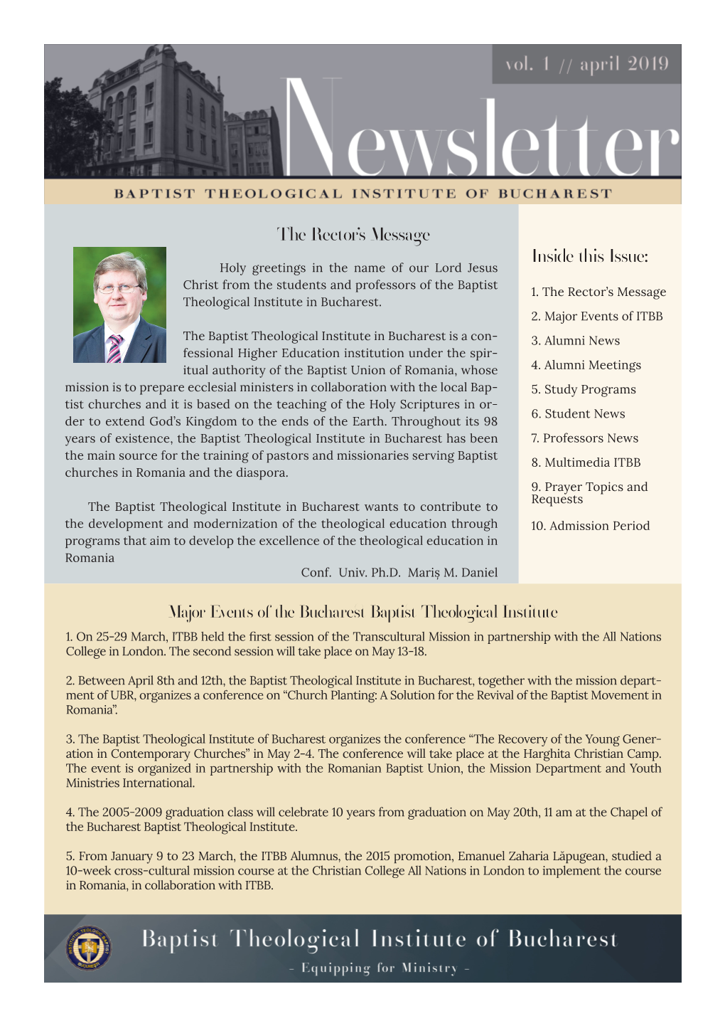 The Rector's Message Inside This Issue