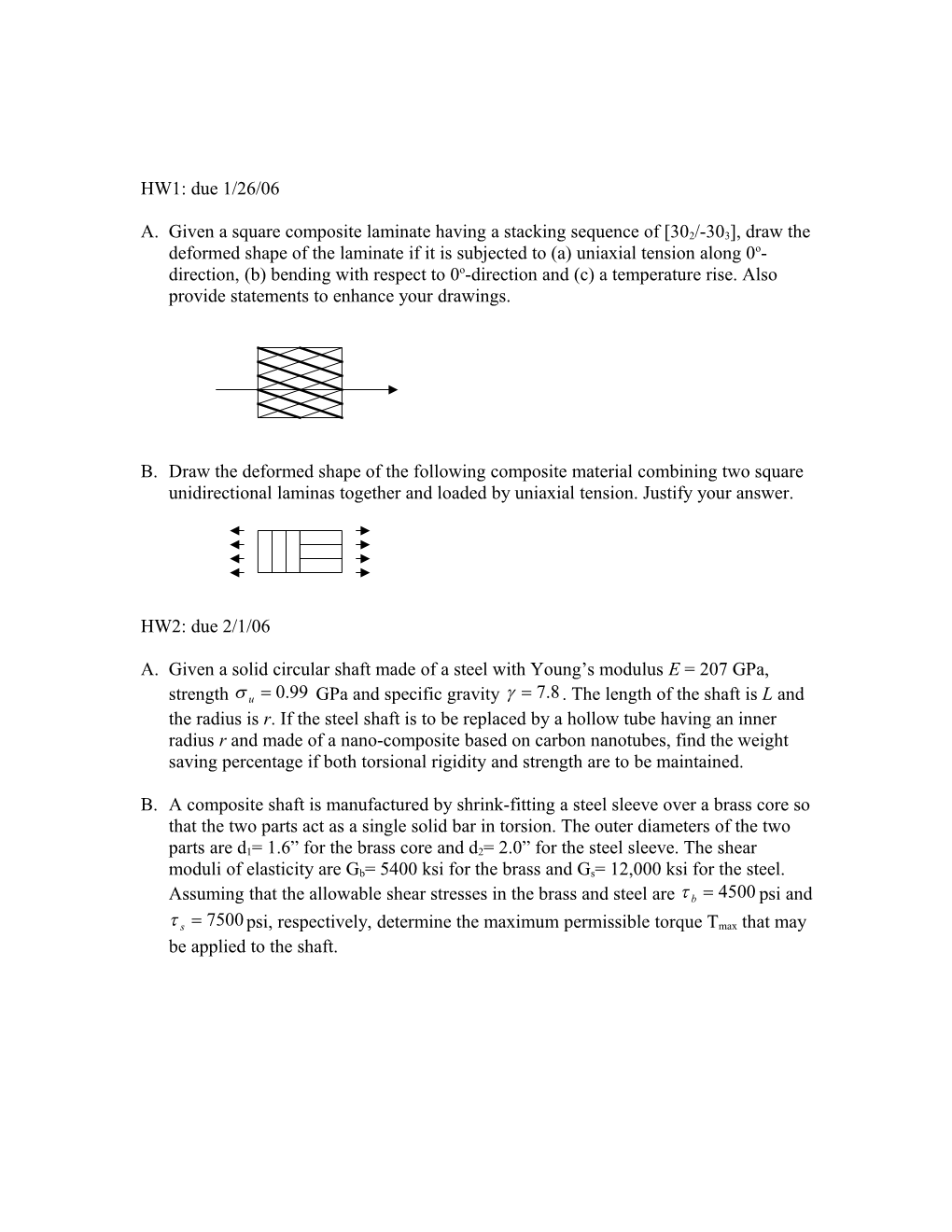 Given a Square Composite Laminate Having a Stacking Sequence of 302/-303 , Draw the Deformed