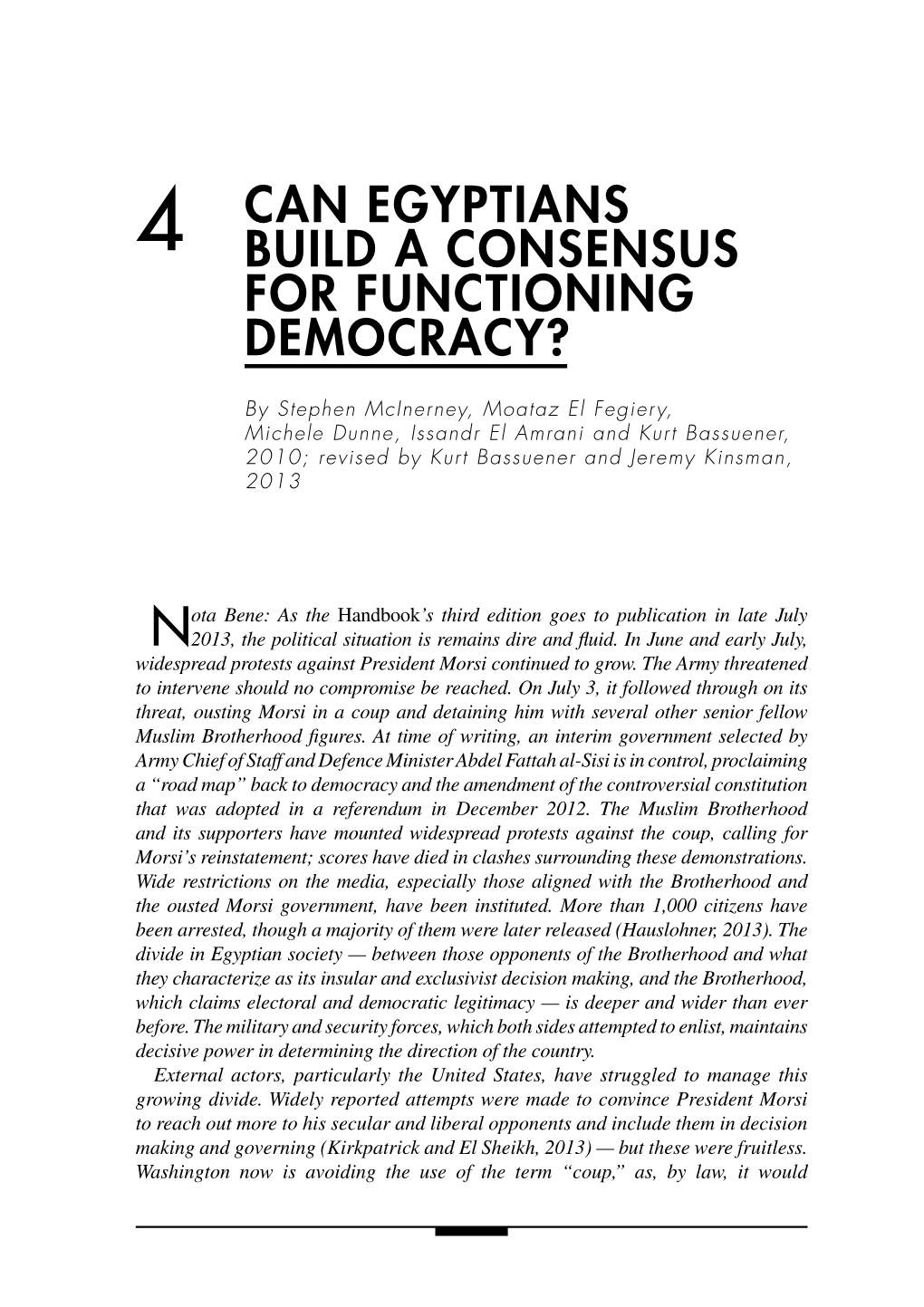 4 Can Egyptians Build a Consensus for Functioning Democracy?