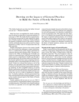 Drawing on the Legacy of General Practice to Build the Future of Family Medicine
