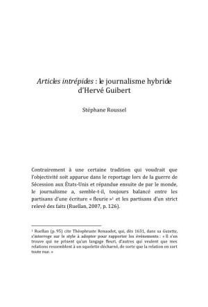 Articles Intrépides : Le Journalisme Hybride D'hervé Guibert