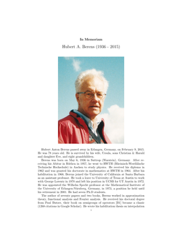 Hubert A. Berens (1936 - 2015)