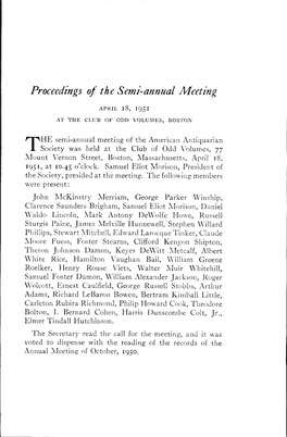 Proceedings of the Semi-Annual Meeting