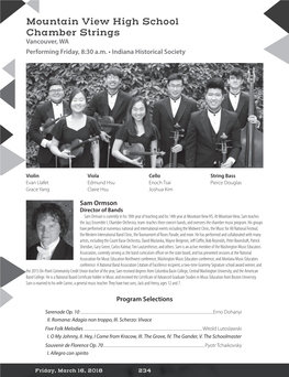 Mountain View High School Chamber Strings Vancouver, WA Performing Friday, 8:30 A.M