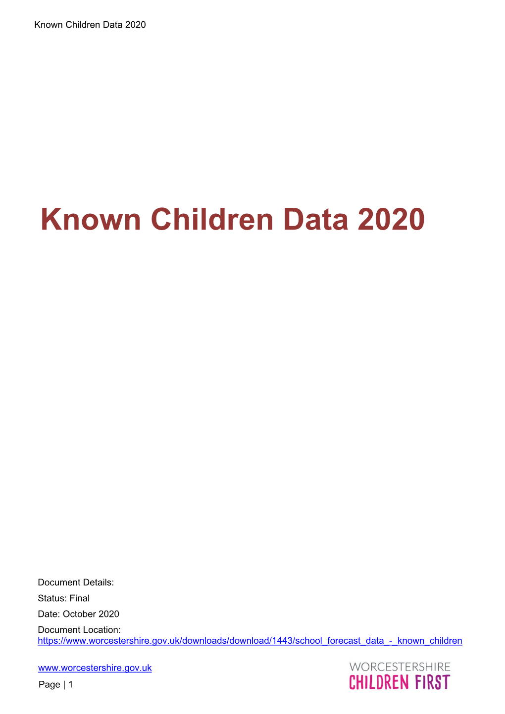 Known Children Data 2020