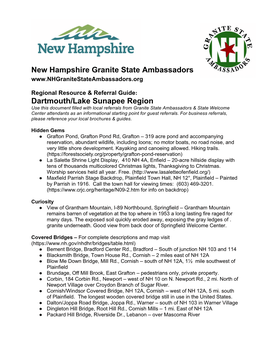 New Hampshire Granite State Ambassadors Dartmouth/Lake