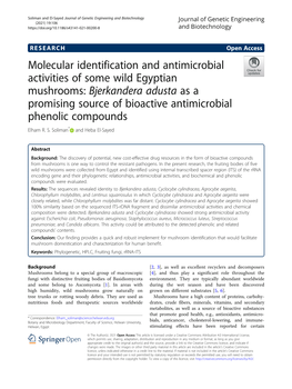 Bjerkandera Adusta As a Promising Source of Bioactive Antimicrobial Phenolic Compounds Elham R