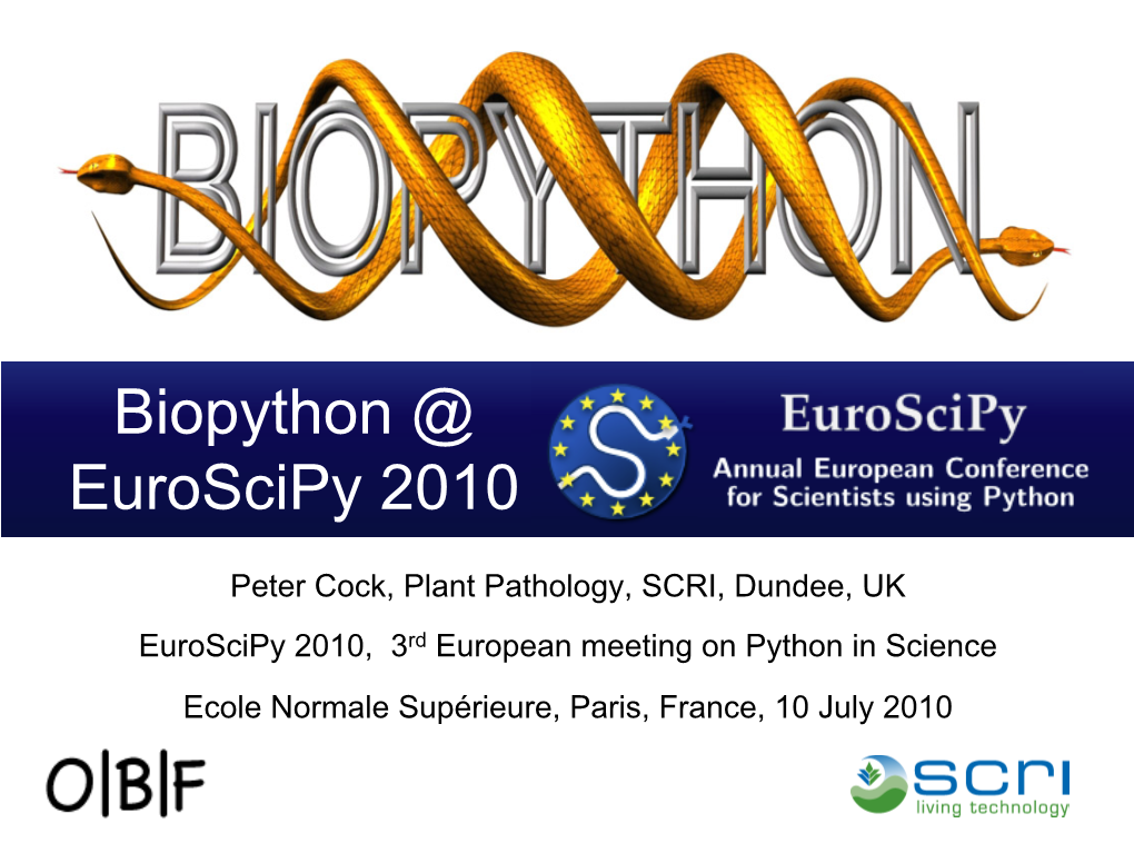 Biopython @ Euroscipy 2010