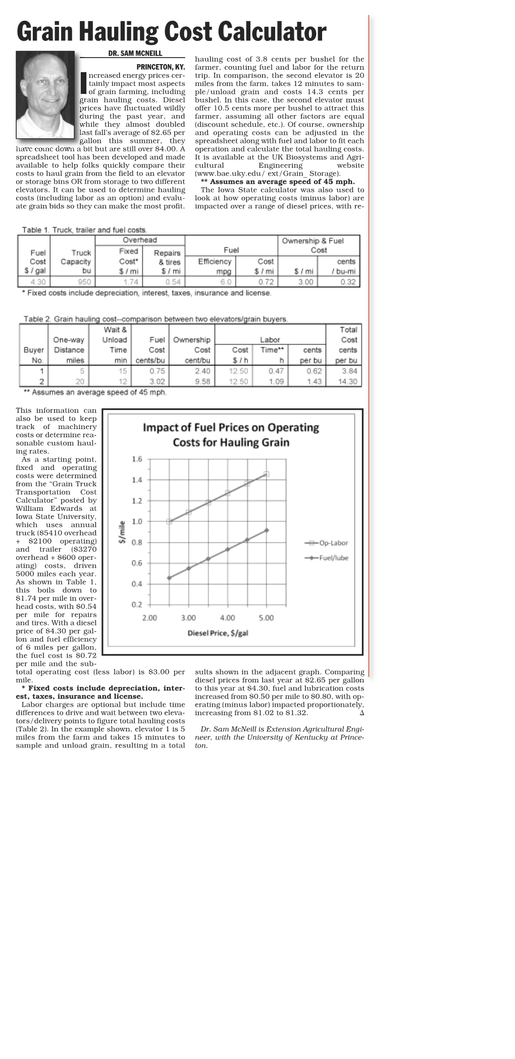 Grain Hauling Cost Calculator DR