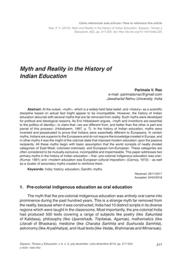 Myth and Reality in the History of Indian Education