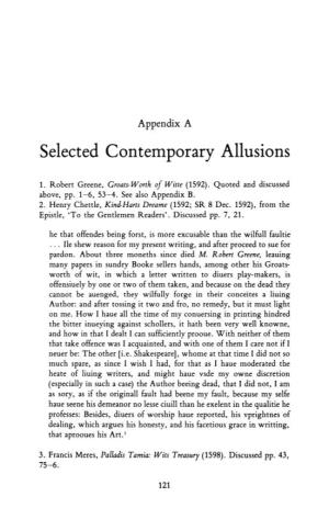Selected Contemporary Allusions