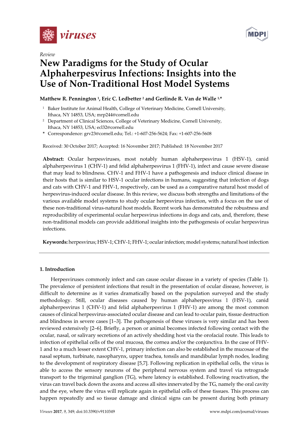 New Paradigms for the Study of Ocular Alphaherpesvirus Infections: Insights Into the Use of Non-Traditional Host Model Systems