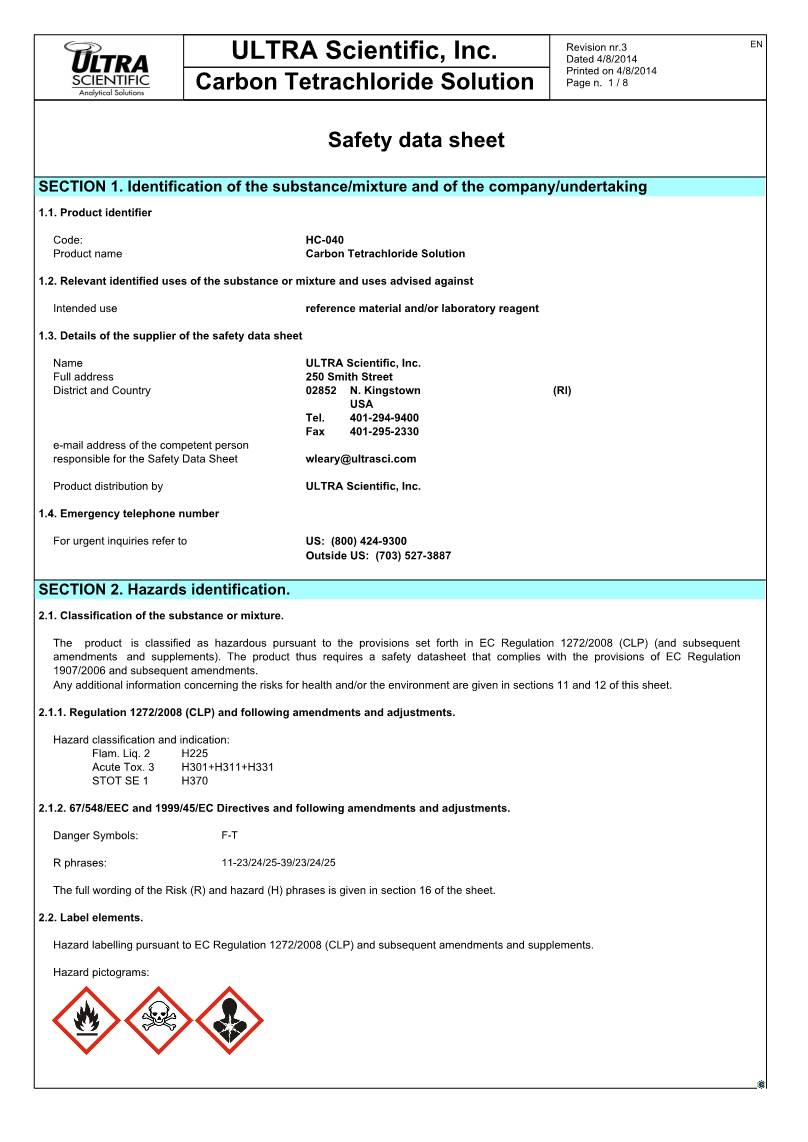 Carbon Tetrachloride Solution Page N