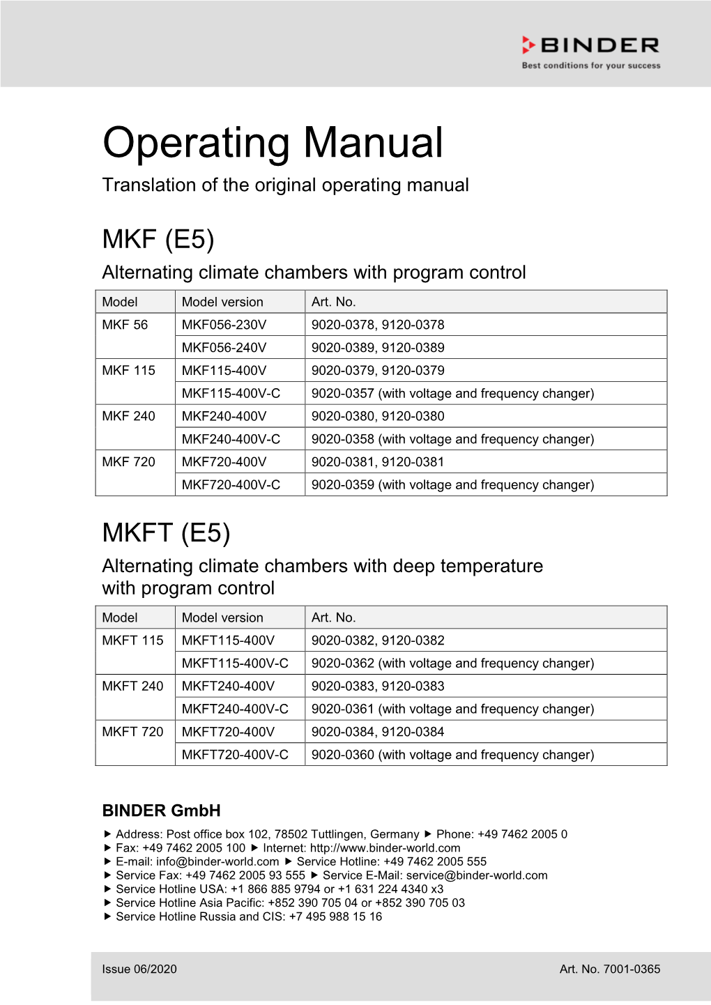 Operating Manual Translation of the Original Operating Manual