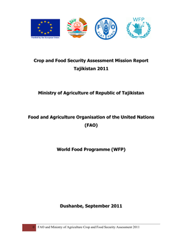 Crop and Food Security Assessment Mission Report Tajikistan 2011