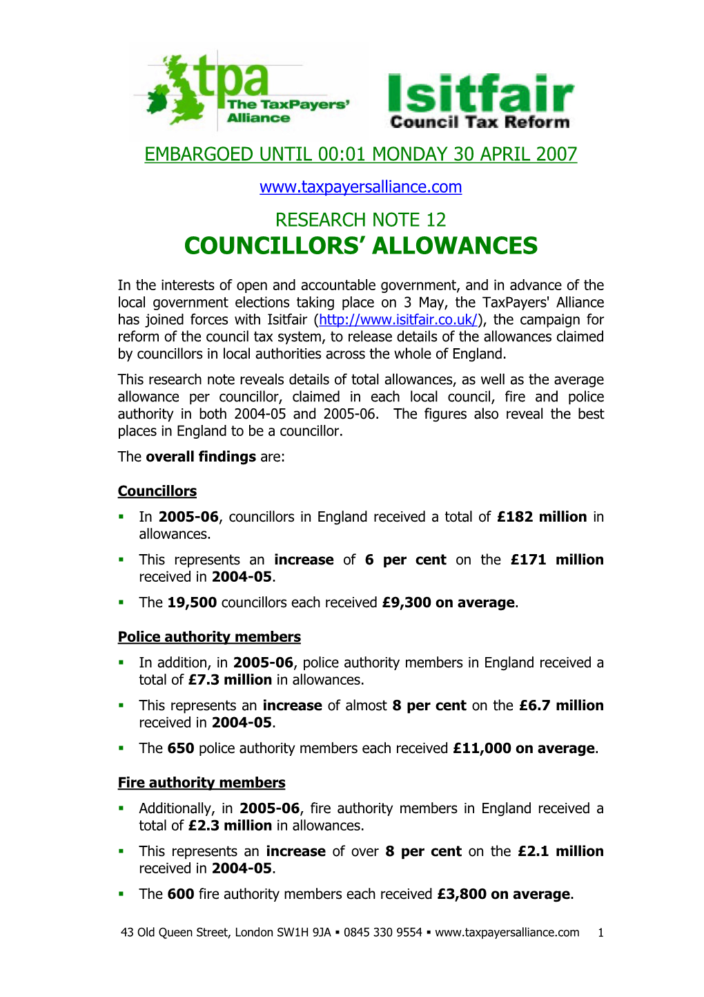 Councillors' Allowances