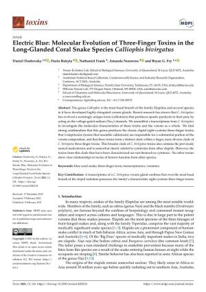 Molecular Evolution of Three-Finger Toxins in the Long-Glanded Coral Snake Species Calliophis Bivirgatus