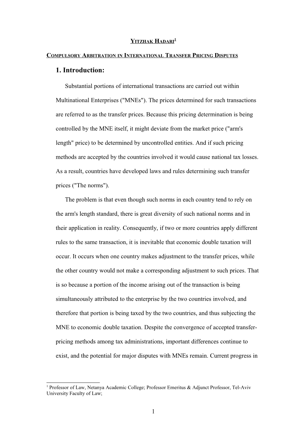 Compulsory Arbitration in International Transfer Pricing Disputes 29