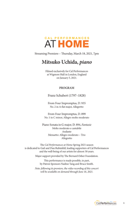 Mitsuko Uchida, Piano