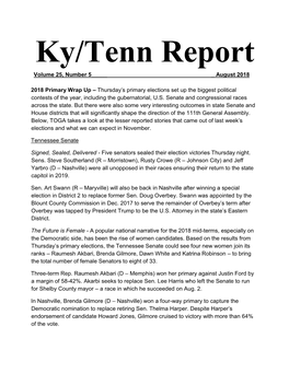 Ky/Tenn Report Volume 25, Number 5______August 2018