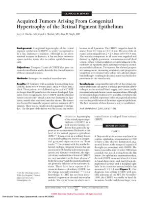 Acquired Tumors Arising from Congenital Hypertrophy of the Retinal Pigment Epithelium
