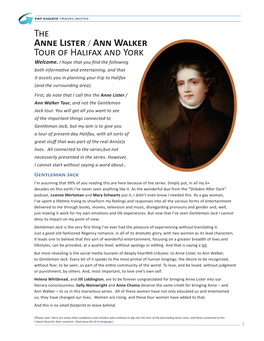 The Anne Lister / Ann Walker Tour of Halifax and York Welcome