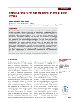 Home Garden Herbs and Medicinal Plants of Lefke, Cyprus