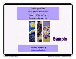 Harmony Fine Arts Art and Music Appreciation Level 1—Overview Year Appropriate for Ages 4-8
