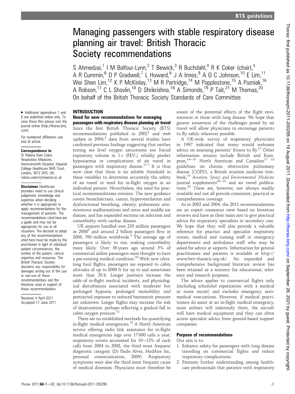 Managing Passengers with Stable Respiratory Disease Planning Air Travel