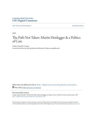 Martin Heidegger & a Politics of Care