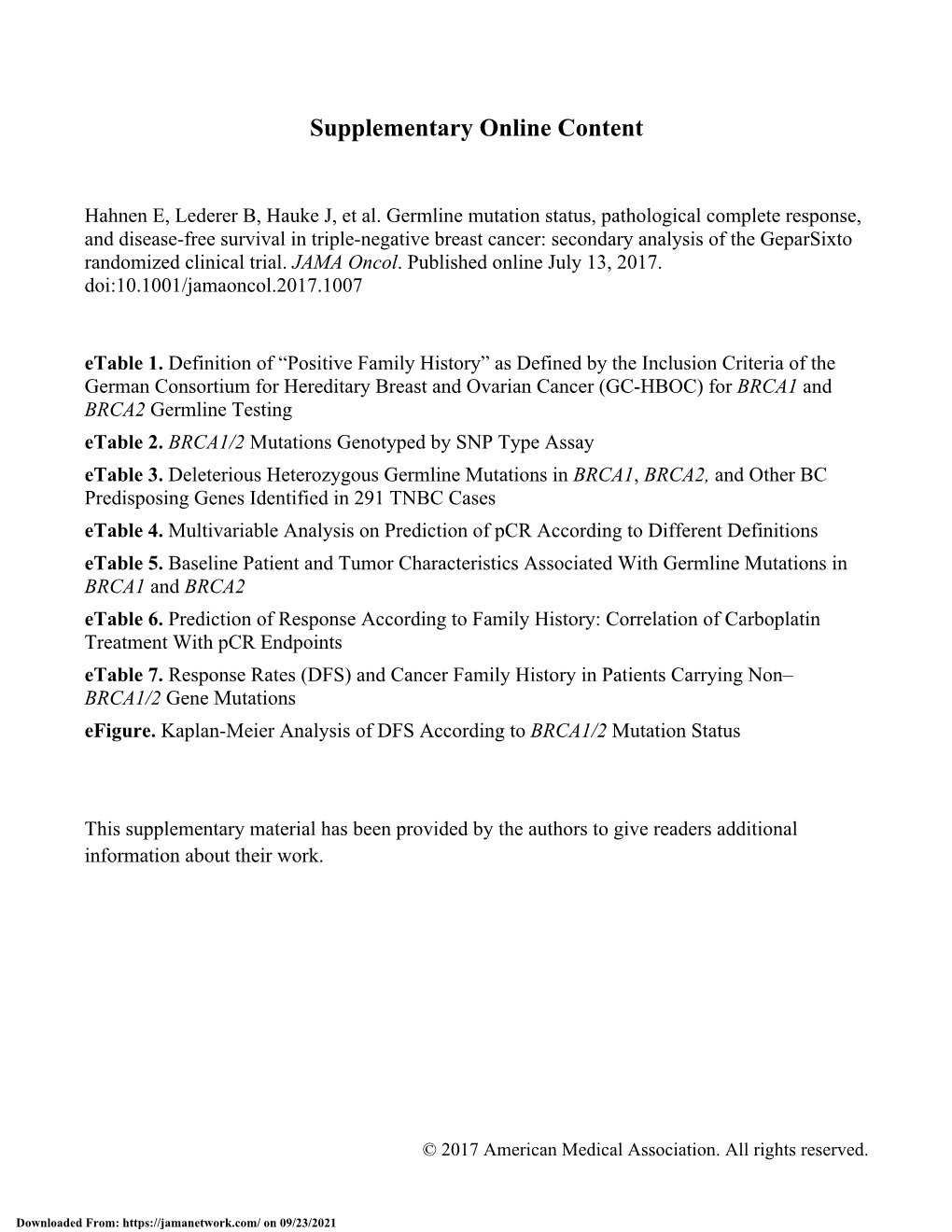 Germline Mutation Status, Pathological