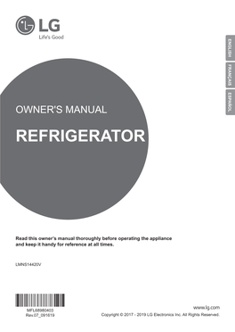 Owner's Manual Owner's Lmns14420v 2 Table of Contents Table of Contents