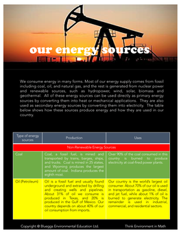 Our Energy Sources