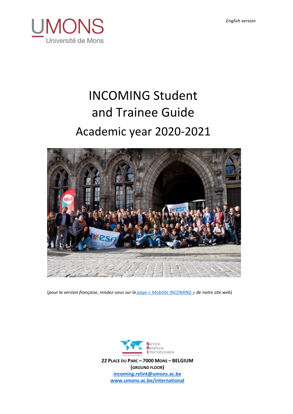 INCOMING Student and Trainee Guide Academic Year 2020-2021