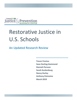 Restorative Justice in US Schools