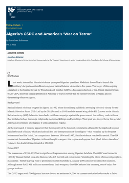 Algeria's GSPC and America's 'War on Terror' | the Washington Institute
